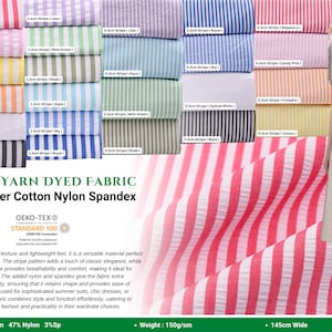 Classic Seersucker Cotton Nylon Spandex , Stripe Yarn Dyed Fabric , Blue Stripes Fabric, Classic Seersucker Stripe Navy  White
