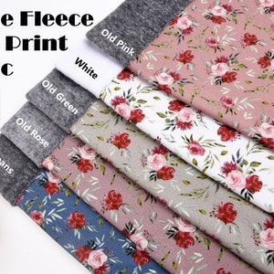Alpine Fleece Roses Print Fabric- 5003, Alpine fleece , Sweatshirt fabric, hoodie fabric , sweater fabric , with fur