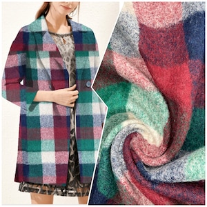 Colorful Plaid- 100% Wool fabric , wool coating fabric , wool for coats