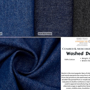 100% Cotton Washed Denim Fabric, Soft Denim Fabric, Denim Fabric, Thick Fabric, Jacket, Pant,
