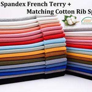 Cotton Spandex French Terry Plain Fabric By The Yard/Knit 2 WAY Stretch Fabric/ Used for Sport Clothing