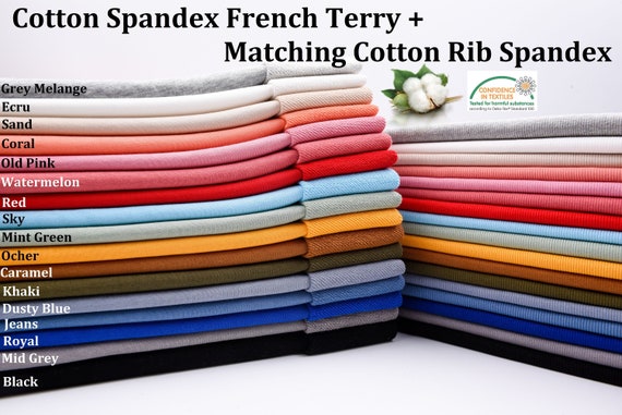 Cotton Spandex French Terry Plain Fabric by the Yard/knit 2 WAY