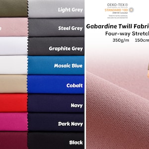 Premium Gabardine Twill Suiting  Four-way Stretch Fabric, Delaney Gabardine, Fabric for Dresses, Suits,  Blazers
