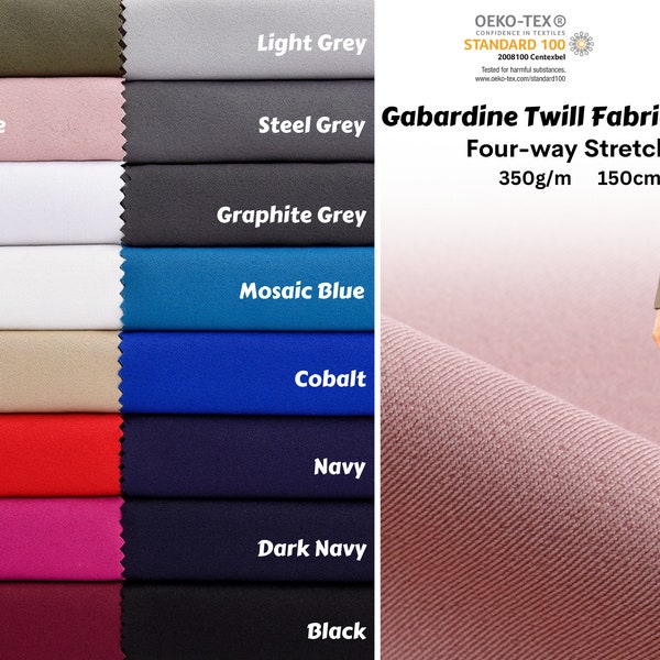 Premium Gabardine Twill Suiting  Four-way Stretch Fabric, Delaney Gabardine, Fabric for Dresses, Suits,  Blazers
