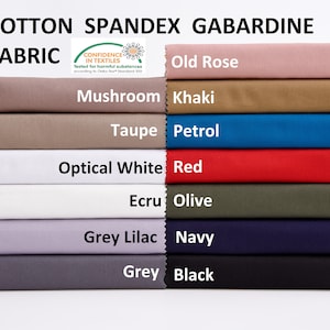 High Quality Cotton Spandex Gabardine  Fabric , cotton satin sateen, cotton fabric by the yard solid, fabric by half yard, sewing fabric