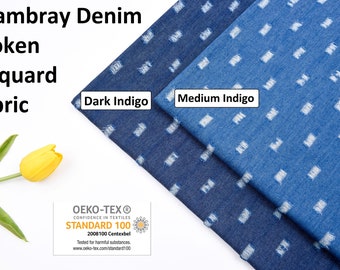 Tela jacquard chambray de mezclilla con efecto desgastado CK001, tela para prendas de vestir, por medio metro.