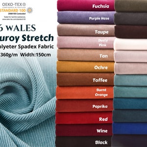 16Wale Corduroy Stretch Fabric - Classic Retro Corduroy Fabric