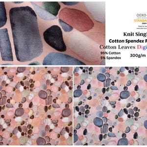 Knit Cotton Spandex Jersey Stones Digital  Print Fabric - 5041