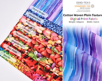 Cotton Woven Plain Textured Digital Print Fabric