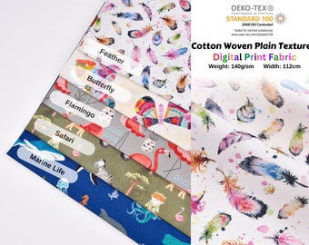 Cotton Woven Plain Textured Digital Print Fabric