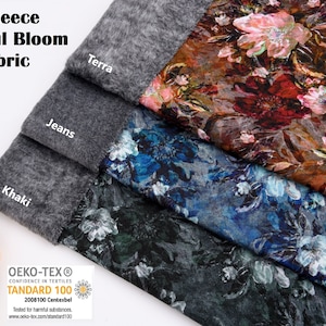 Alpine Fleece Colorful Bloom  Print Fabric- 5001, Alpine fleece , Sweatshirt fabric, hoodie fabric , sweater fabric , with fur