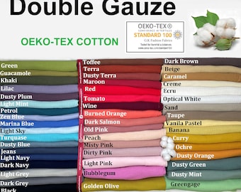Tissu double gaze uni, mousseline de coton Tissus naturels pour bébé Tissu 100 % coton