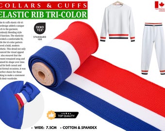 Elastic Rib Tri-Color Cuffing , Rib Knit Seamless Cuff Fabric, Elastic Rib Cuffing, Cuff for Sleeves ,Bomber Jackets, 3 inches, Binding Knit