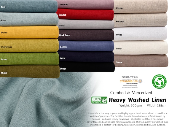 Heavy Linen Washed , 100% Linen fabric for clothing, bedding, curtains, DIY