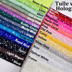 Tulle ( mesh) with Holographic Star Print Fabric, Mesh Fabric For Girl Dress, Top Blouse, Tutu Dress, Wedding Background