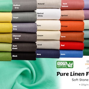 100% Pure  Linen Stone Washed Fabric Linen Fabric by meter, Softened linen fabric by yard, Natural Linen Fabric