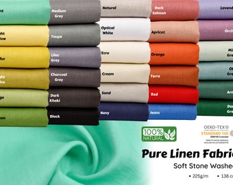 100% Pure  Linen Stone Washed Fabric Linen Fabric by meter, Softened linen fabric by yard, Natural Linen Fabric