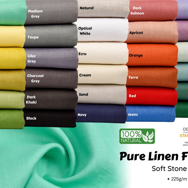 100% Pure  Linen Stone Washed Fabric Linen Fabric by meter, Softened linen fabric by yard, Natural Linen Fabric