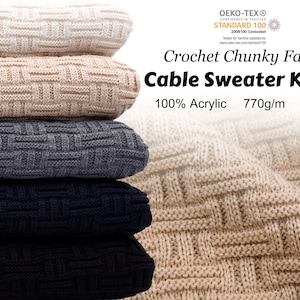 Heavy Crochet Chunky Cable Sweater Knits - 19353 , winter fabric, coat fabric, sewing fabric