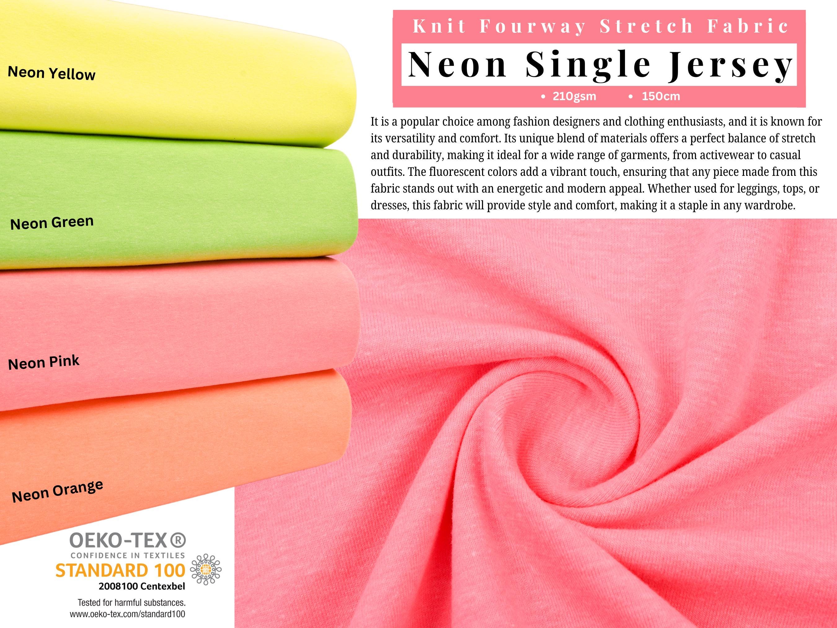 4-Way Stretch Soft Cotton Blended Jersey knit ,Neon Knit 4-way Single Jersey Fabric, Cotton Blended Jersey, T-shirt, Jersey dress fabric,