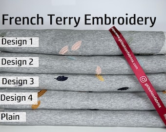 French Terry Stretch Strickstoff Stickerei