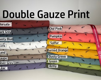 Double Gauze Muslin Fabric Feather print Muslin Double Gauze fabric muslin cotton Printed muslin Natural fabrics for baby 100% cotton fabric