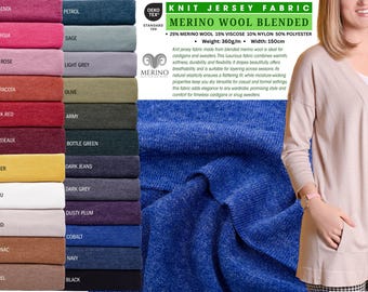 Merino Wool Blended Knit Jersey Fabric,Lightweight Apparel, Merino Knitting Fabric, Jersey Fabric, Merino Wool, Soft Stretchy Warm Fabric