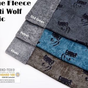 Alpine Fleece Graffiti Wolf Print Fabric - 5004, Alpine fleece , Sweatshirt fabric, hoodie fabric , fleece fabric , with fur