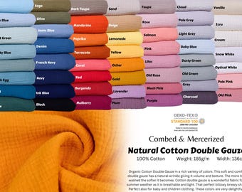 Natural Cotton Double Gauze Plain fabric, muslin cotton Natural fabrics for baby 100% cotton fabric