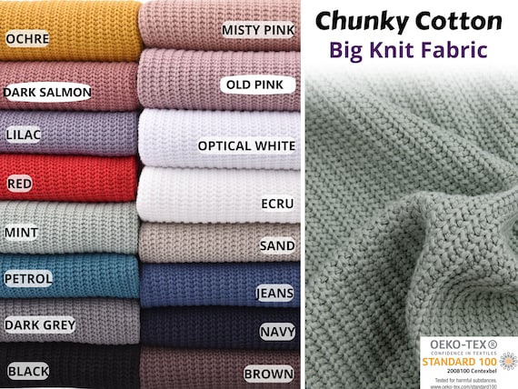 Chunky Cotton Big Knit Fabric - 6196, Jacket Fabric, Clothes Chunky Cotton Big Knit Fabric - 6196, Jacket Fabric, Clothes