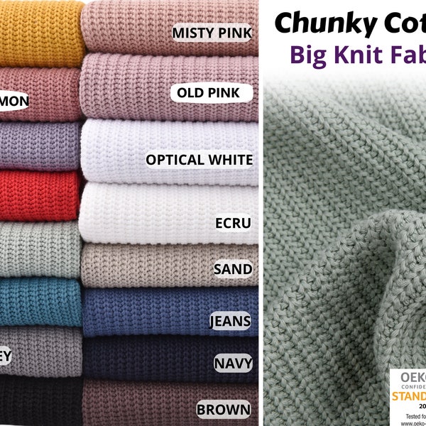 Chunky Cotton Big Knit Fabric - 6196,  jacket fabric, clothes fabric, wool fabric , winter fabric, coat fabric, sewing fabric