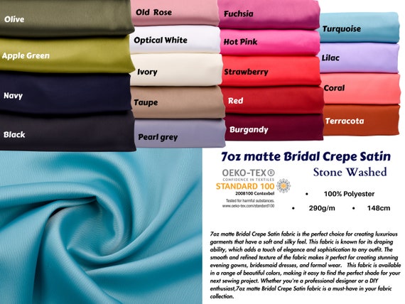 7oz matte Bridal Crepe Satin Fabric , Dress Bridal, Luxury Wedding satin, Heavy Lamour Duchess Satin, Costumes, Decoration, Bridesmaid Dress