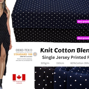 Knit cotton blended Single Jersey Irregular Dots  Printed Fabric, Cotton jersey dots , By half  yard