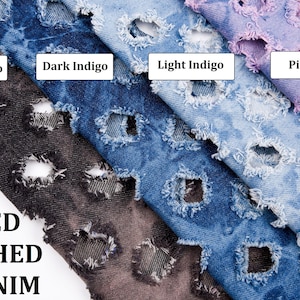 Tie Dye zerrissene gewaschene Baumwoll-Denim mit Löchern Stoff, Baumwoll-Denim, Loch-Denim-Stoff, Jeans-Stoff, Bekleidungsstoff, durch den halben Hof