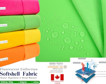 Softshell Fluorescent Fabric, Water Repellent Wind Blocker, outdoor fabric, Neon Softshell, Jacket fabric, Fleece fabric, Outerwear, Sports