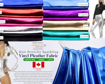 Gebreide rekbare sprankelende vinylpleatherstof, mistige folie, metallic spandex, kreupel, op 4 manieren rekbaar, kleurrijk glanzend folie, danskleding