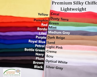 Premium Silky Chiffon , Lightweight Sheer Fabric -  S1018, Bridal Fashion, Luxury Wedding Material , hair scrunchy, turban fabric