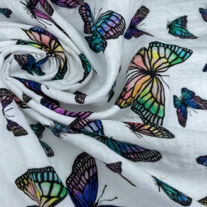 Double Gauze Muslin Butterflies  prints Digital print Fabric muslin cotton Printed Natural fabric with digital turtles prints