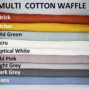MULTI  Waffle fabric,  cotton fabric Sewing project Turkish Cotton waffle  white color - Great for towels, bedding