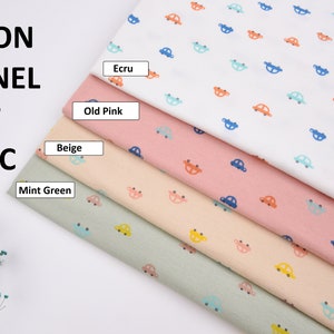 Flanelle de coton à imprimé voitures, 58/59 pouces, flanelle de couleurs assorties