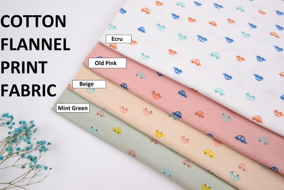 Cars Print Cotton Flannel Fabric, 58/59 inch,  Assorted Colored Flannel Material
