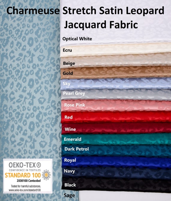 Charmeuse Stretch Satin Leopard Jacquard, Soft Stretch Satin Fabric-31108 