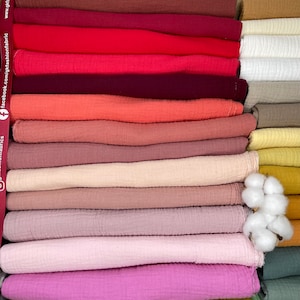 Double Gauze Plain fabric, muslin cotton Natural fabrics for baby 100% cotton fabric image 9