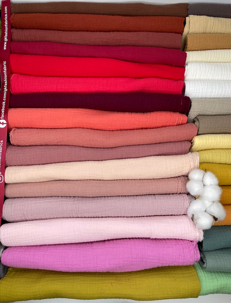 Double Gauze Plain fabric, muslin cotton Natural fabrics for baby 100% cotton fabric image 9