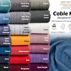 Cable Knit Jacquard Fabric - Quilted Knit Jacquard - OEKO-TEX - Chunky Deco Fabric