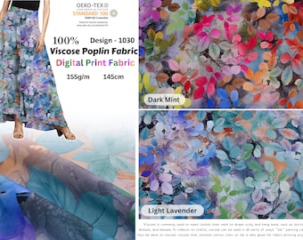 Tela de popelina de viscosa con estampados digitales 2/3
