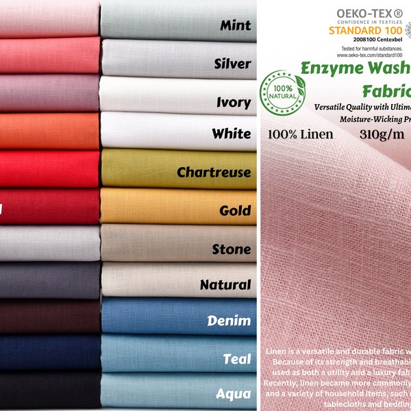 7oz Enzyme Washed Linen Fabric OEKO-Tex certified - GK-6523 Perfect for all kind of clothes, home decor, curtains