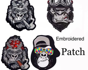 Gorilla embroidery patch, Gorilla patch ,Jacket patch, feather patch, Harley Davidson Patch/ machine embroidery/ motorcycle patch