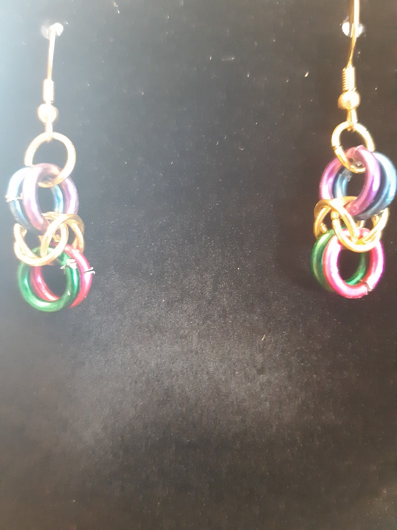 Benzene rainbow necklace and earrings
