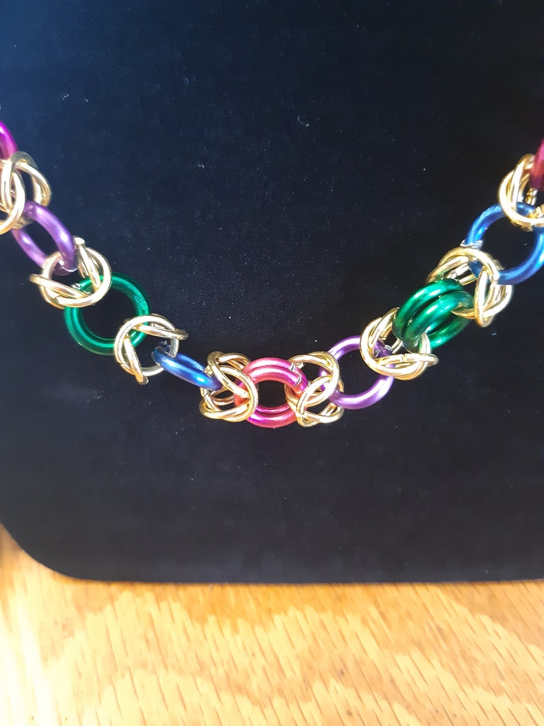 Benzene rainbow necklace and earrings